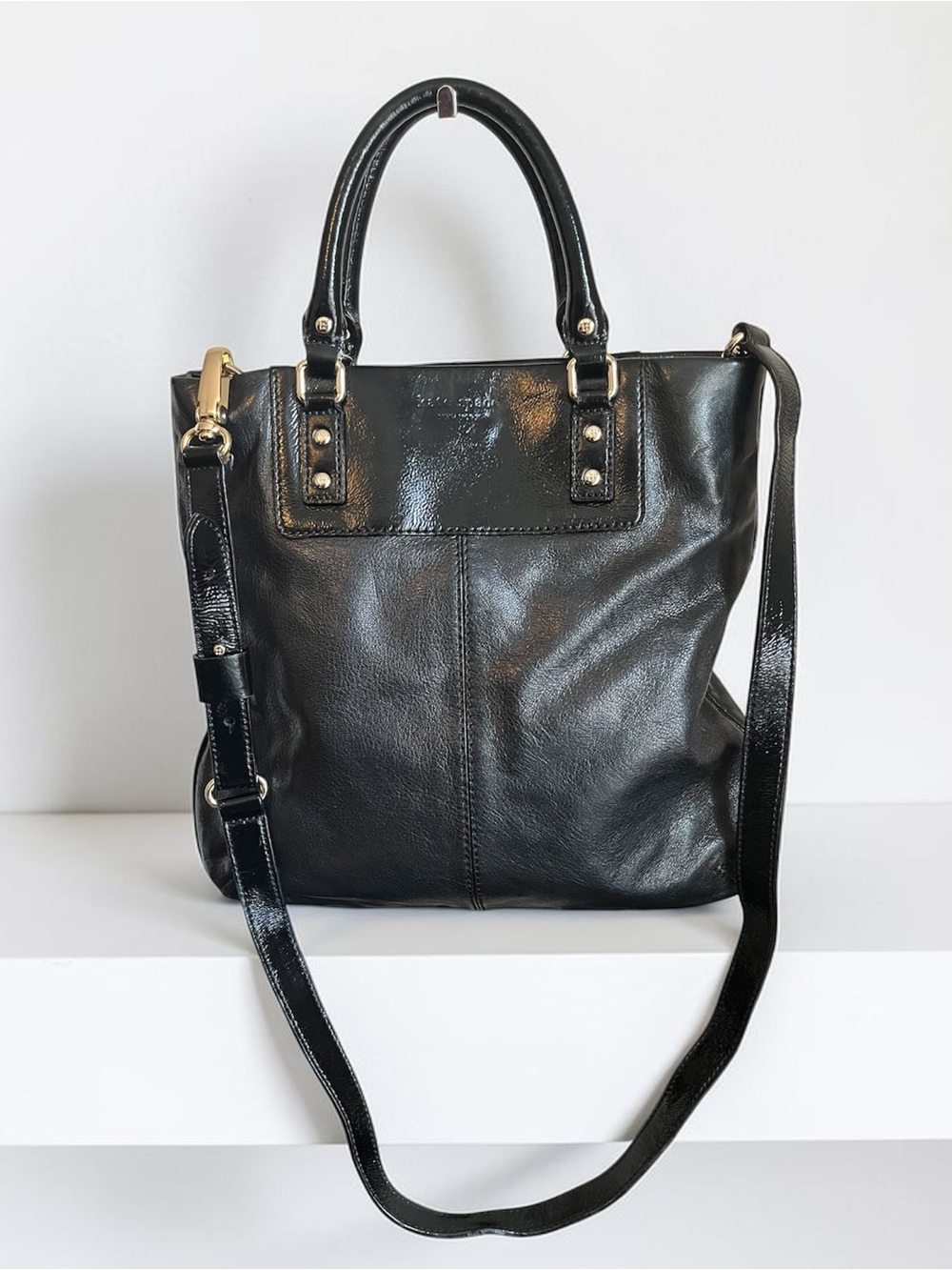 Kate Spade Black Leather Shoulder Tote with Removable Strap